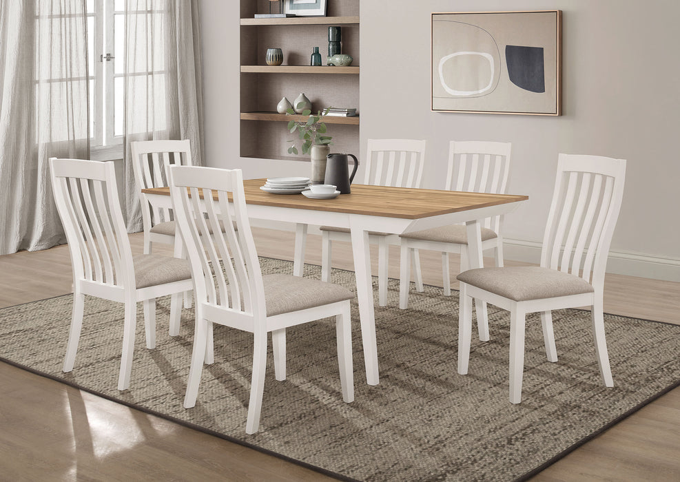 Anwar Rectangular Dining Table Set Natural Acacia and Off White