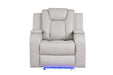 Galaxy Home Benz LED & Power Recliner Chair in Ice/ White image