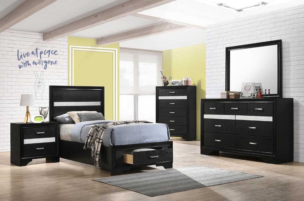 Miranda Full & Twin Storage Bed Black