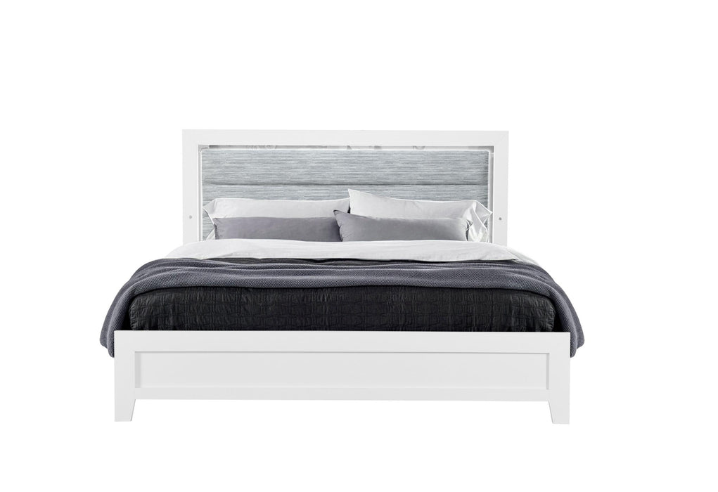 LUCCIA WHITE QUEEN BED WITH LED