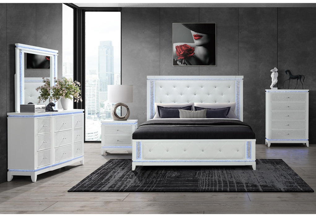 ALINA WHITE KING BED GROUP WITH LED