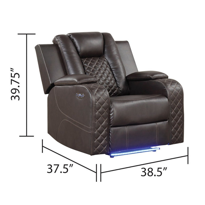 Galaxy Home Benz LED & Power Recliner Chair in Brown