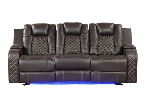 Galaxy Home Benz LED & Power Reclining Sofa in Brown image