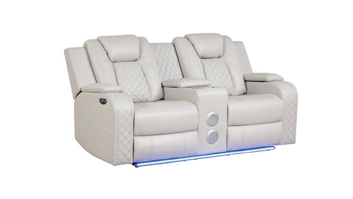 Galaxy Home Benz LED & Power Reclining Loveseat in Ice/ White image