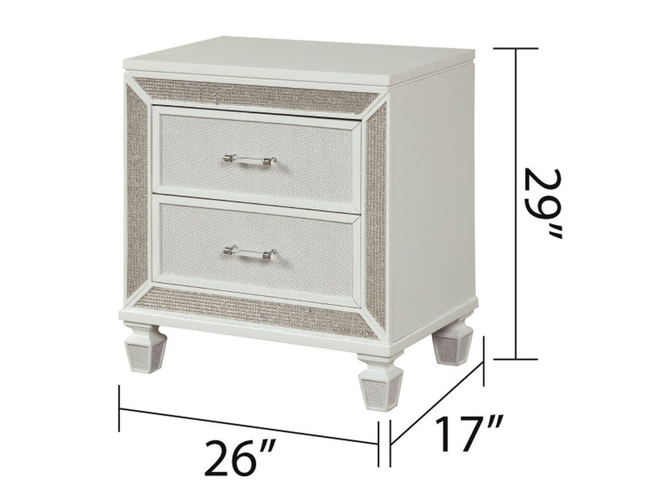 Galaxy Home Crystal Nightstand in White