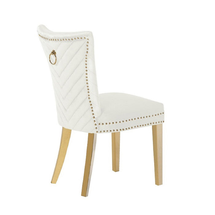 Galaxy Home Eva Gold Legs Dining Chair (Set of 2) in Beige