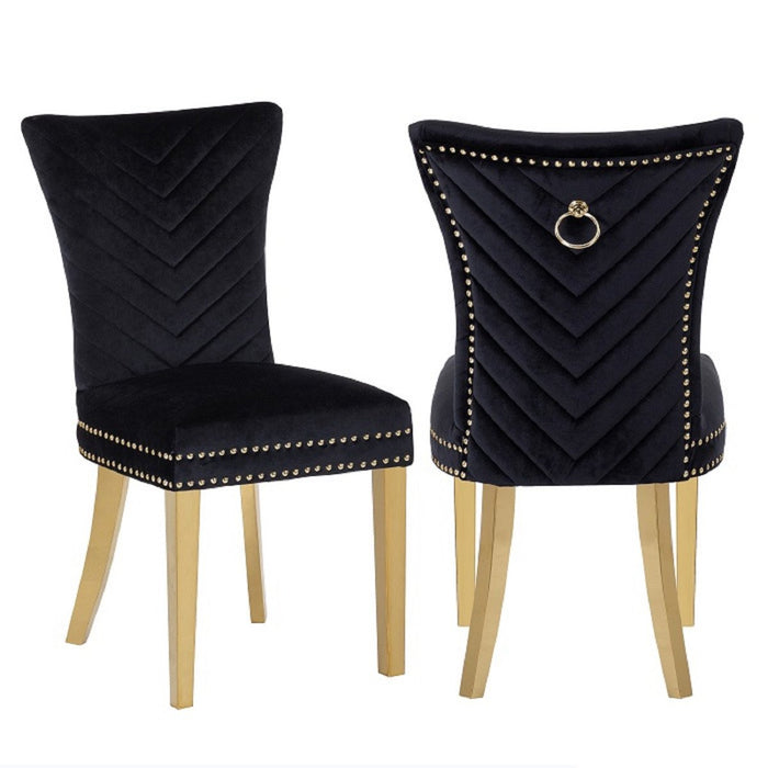 Galaxy Home Eva Gold Legs Dining Chair (Set of 2) in Black image