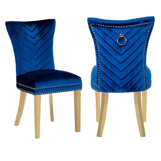 Galaxy Home Eva Gold Legs Dining Chair (Set of 2) in Blue image