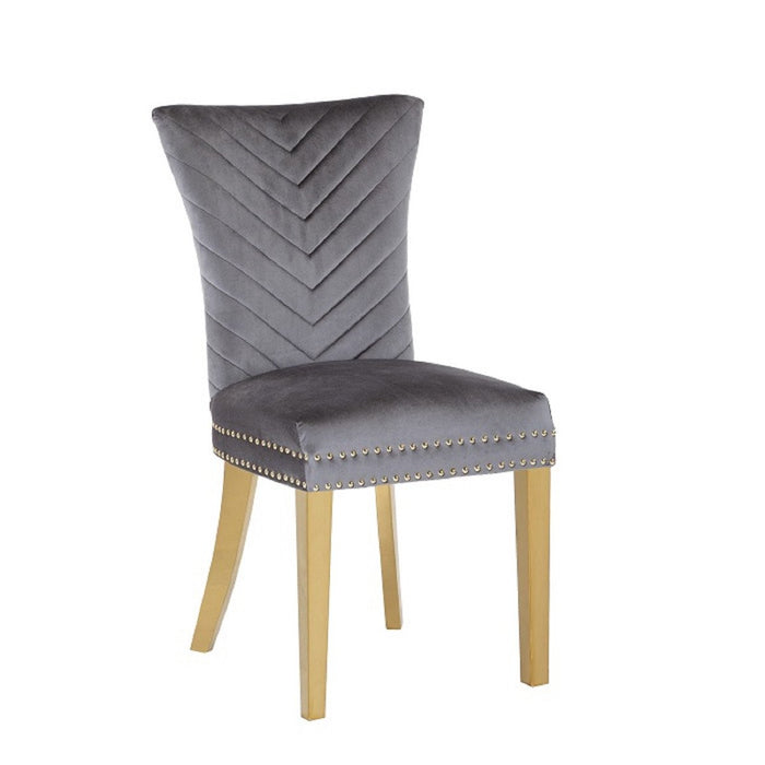 Galaxy Home Eva Gold Legs Dining Chair (Set of 2) in Grey