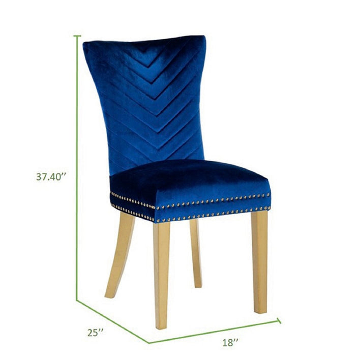Galaxy Home Eva Gold Legs Dining Chair (Set of 2) in Blue