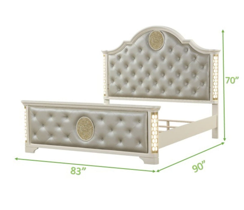 Galaxy Home Jasmine King Bed in with LED in Beige