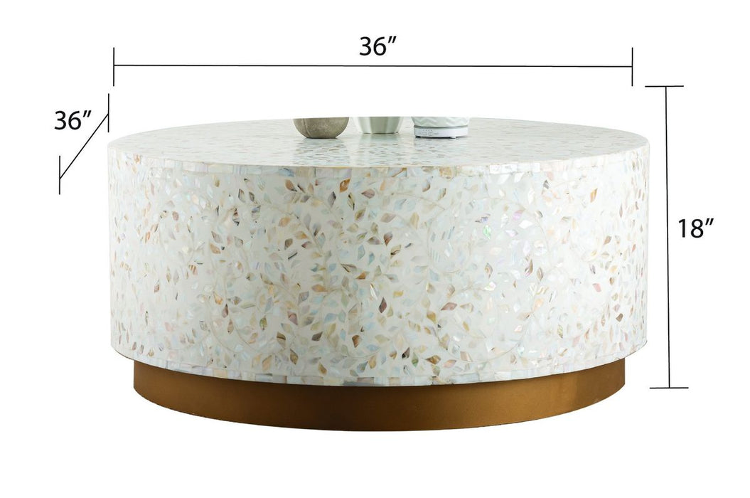 Galaxy Home Modern Luxe Coffee Table in Ivory