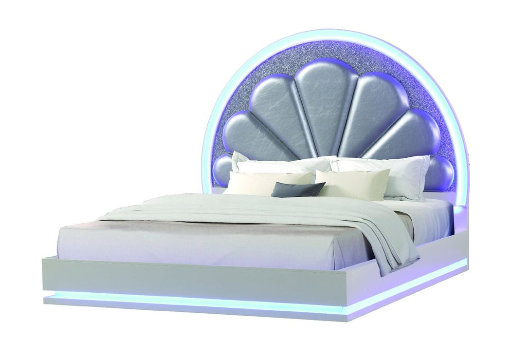 Galaxy Home Perla Queen Bed in Milky White