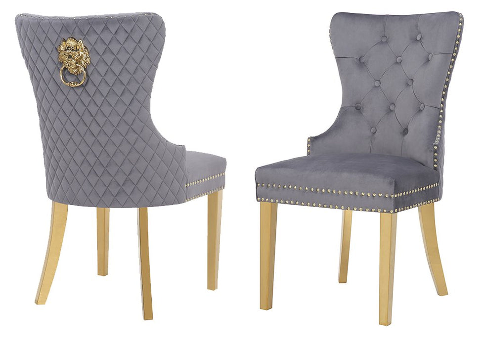 Galaxy Home Simba Gold Legs Dining Chair (Set of 2) in Grey image