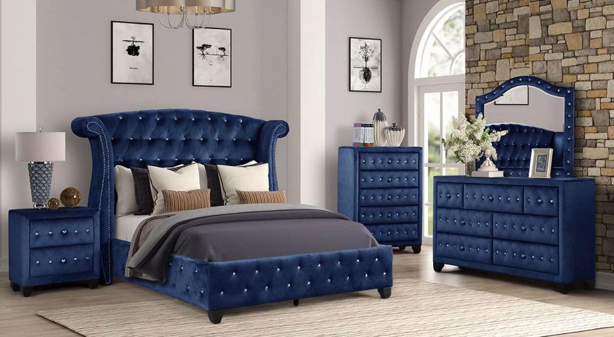 Galaxy Home Sophia Queen Bed in Blue