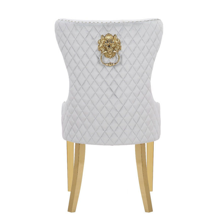 Galaxy Home Simba Gold Legs Dining Chair (Set of 2) in Silver
